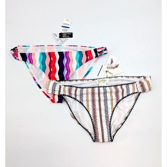 2 Bikini Bottom Womens XL Jessica Simpson Bar III Waves Tribal Print Resort - Picture 1 of 15